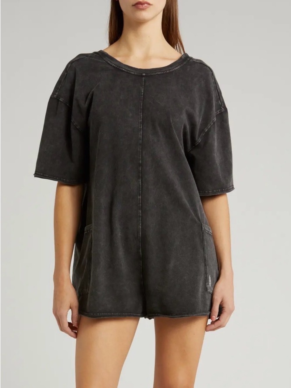 FP Movement Washed Black Short Sleeve Hot Shot Tee shirt romper. NWOT